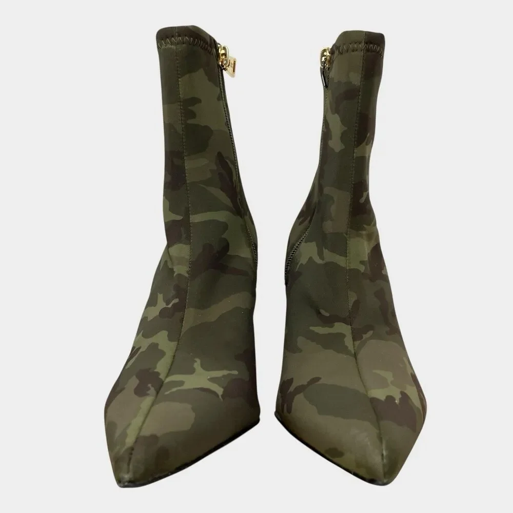 Good American Camo Ankle Boots‎ 7.5 Stretch Fit High Heel Zip